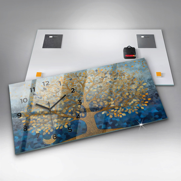 Horizontal wall clock Abstract tree