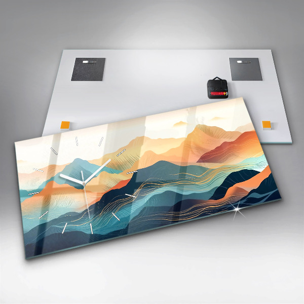 Horizontal wall clock Mountain landscape
