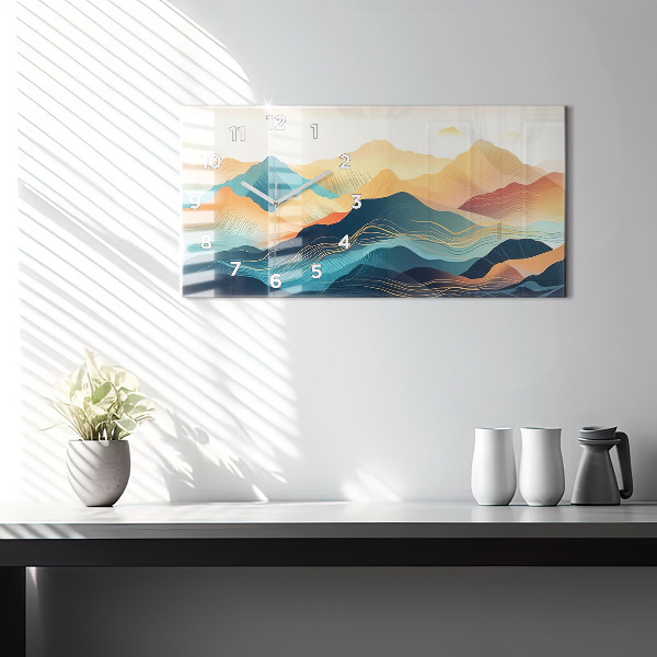 Horizontal wall clock Mountain landscape