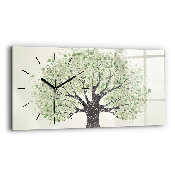 Horizontal wall clock Big tree nature