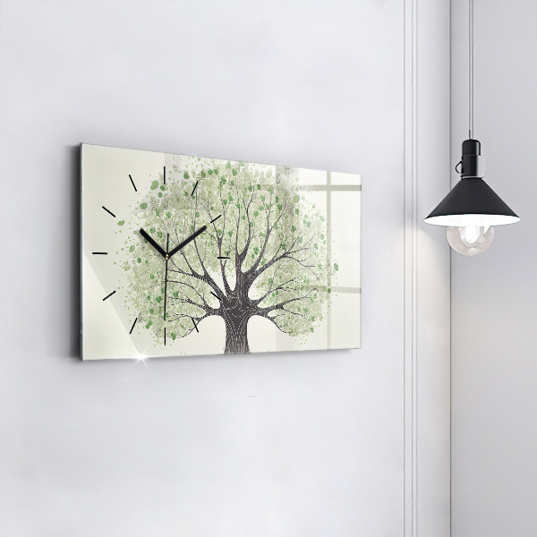 Horizontal wall clock Big tree nature