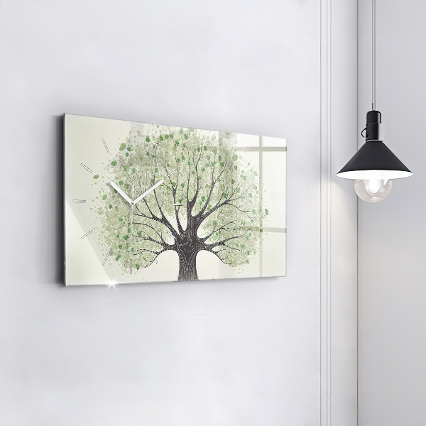 Horizontal wall clock Big tree nature