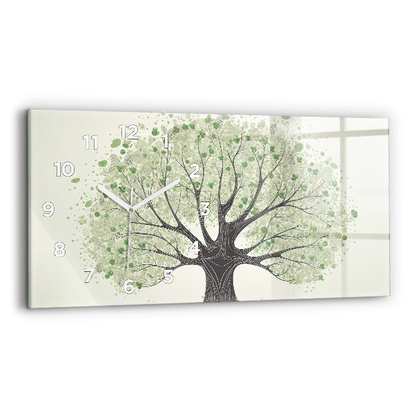 Horizontal wall clock Big tree nature