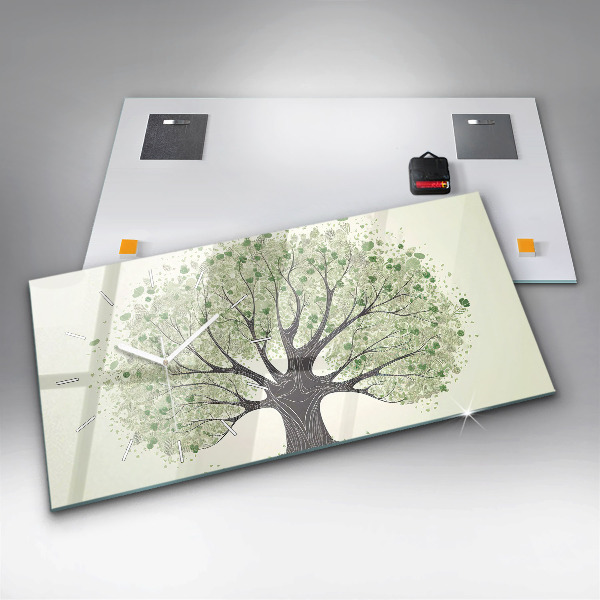 Horizontal wall clock Big tree nature