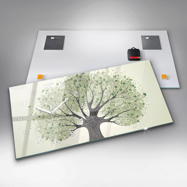 Horizontal wall clock Big tree nature