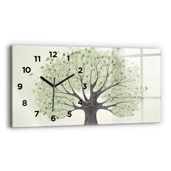 Horizontal wall clock Big tree nature