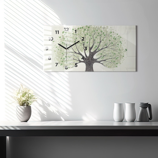 Horizontal wall clock Big tree nature