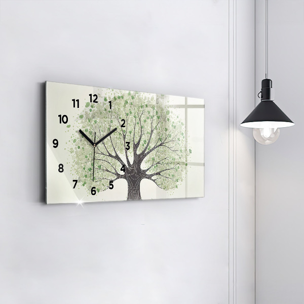 Horizontal wall clock Big tree nature