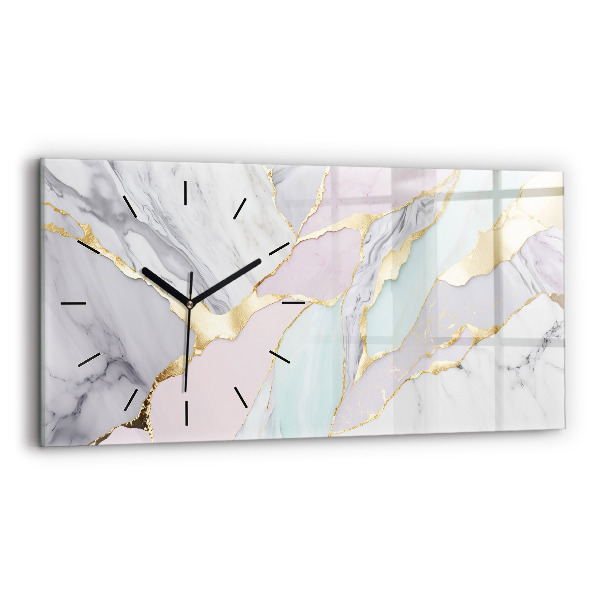 Horizontal wall clock Marble pattern