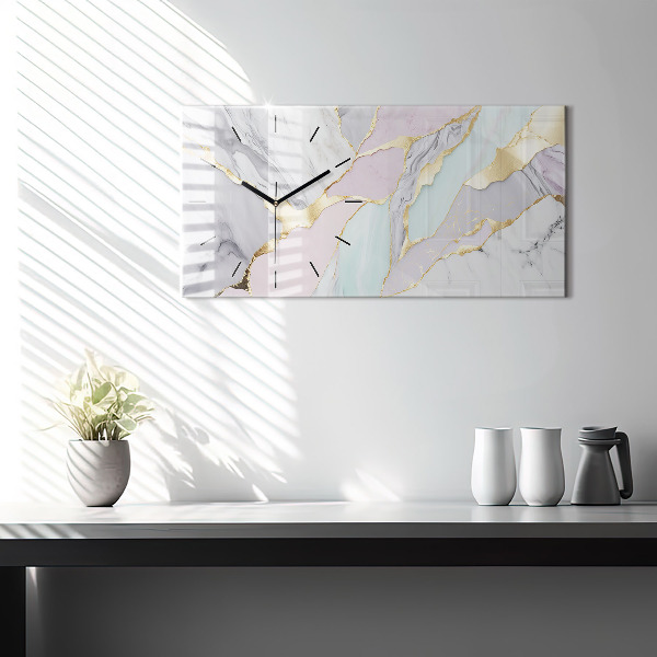 Horizontal wall clock Marble pattern
