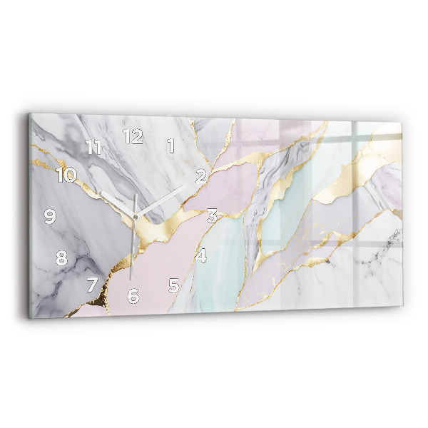 Horizontal wall clock Marble pattern