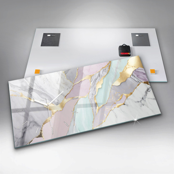 Horizontal wall clock Marble pattern