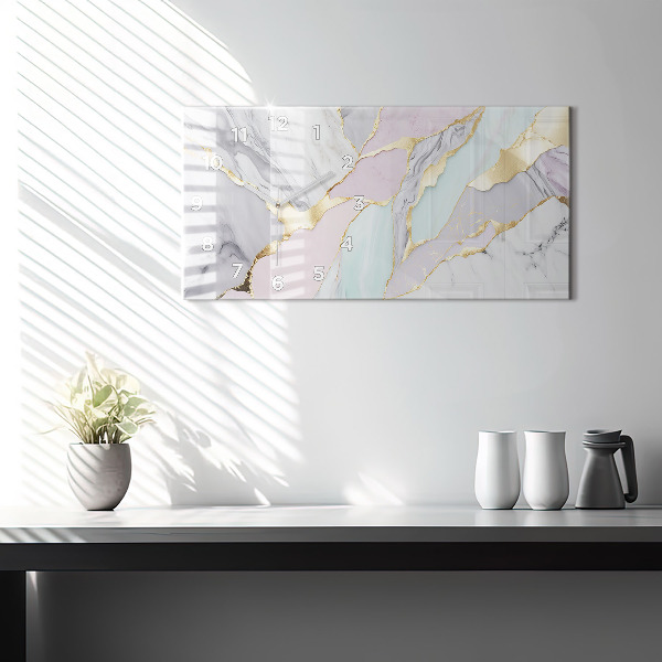 Horizontal wall clock Marble pattern