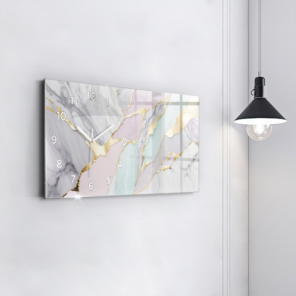 Horizontal wall clock Marble pattern