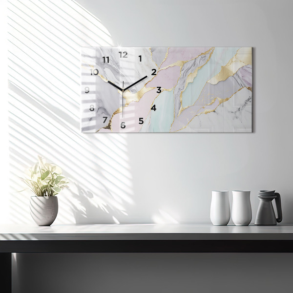 Horizontal wall clock Marble pattern