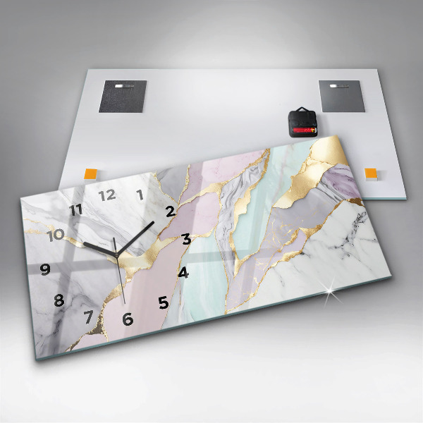 Horizontal wall clock Marble pattern