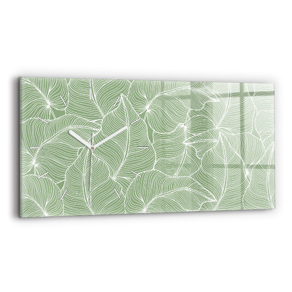 Horizontal wall clock Leaves nature pattern