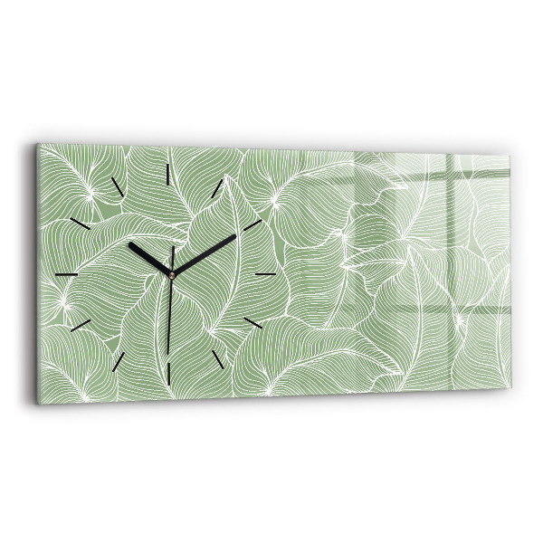 Horizontal wall clock Leaves nature pattern