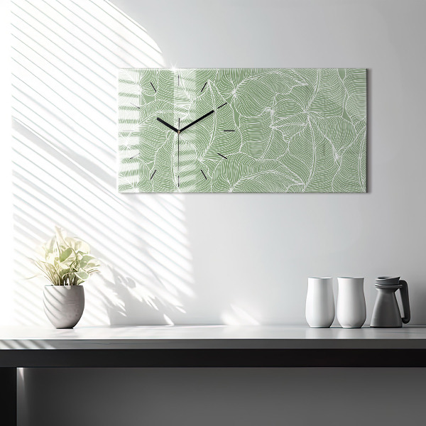 Horizontal wall clock Leaves nature pattern