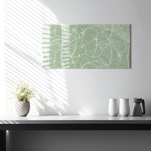 Horizontal wall clock Leaves nature pattern