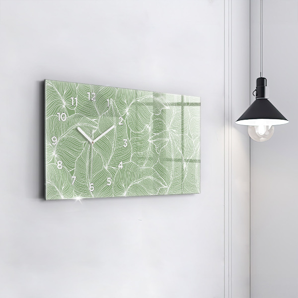 Horizontal wall clock Leaves nature pattern