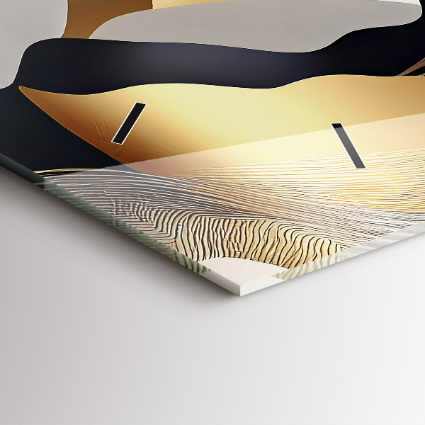 Horizontal wall clock Abstract golden mountains