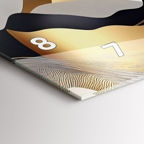 Horizontal wall clock Abstract golden mountains