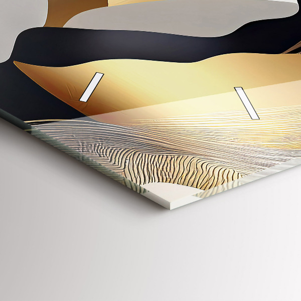 Horizontal wall clock Abstract golden mountains