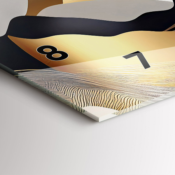 Horizontal wall clock Abstract golden mountains