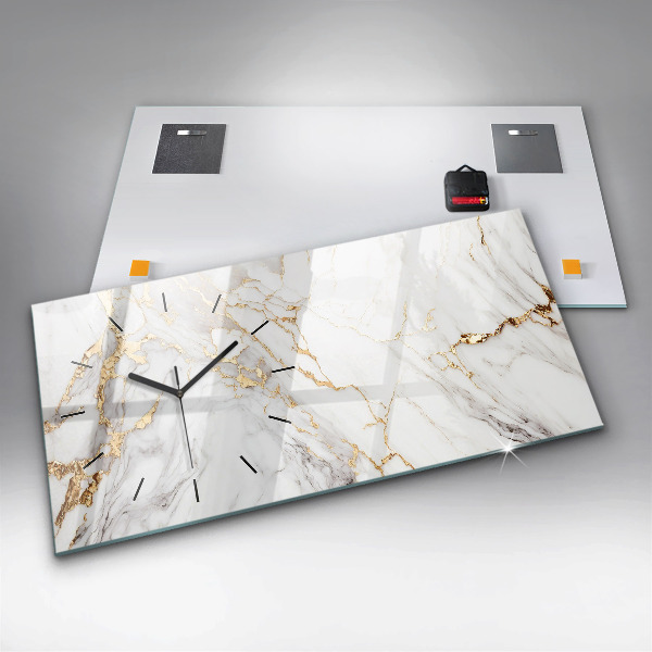 Horizontal wall clock Decorative marble