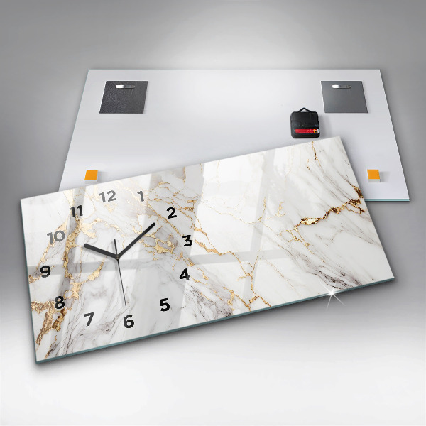Horizontal wall clock Decorative marble