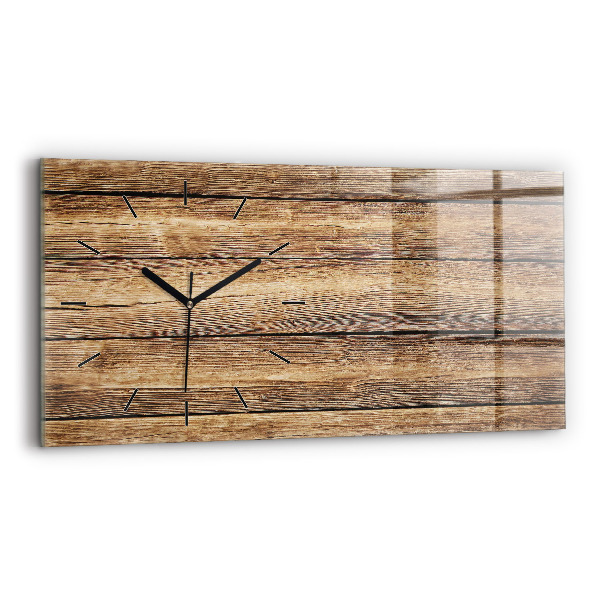 Horizontal wall clock Wooden boards