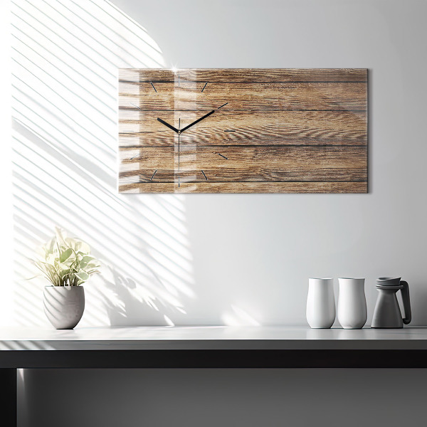 Horizontal wall clock Wooden boards