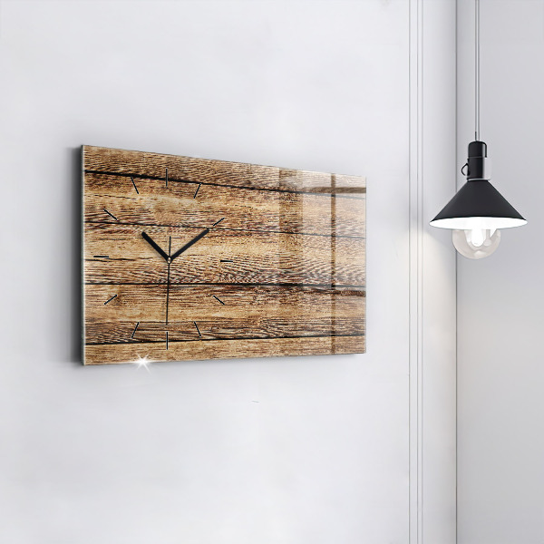 Horizontal wall clock Wooden boards