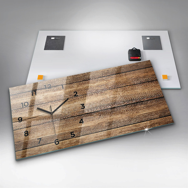 Horizontal wall clock Wooden boards