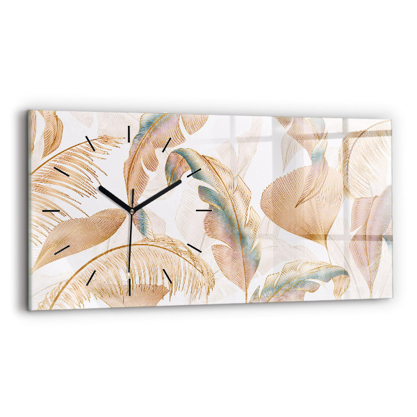 Horizontal wall clock Nature leaf pattern