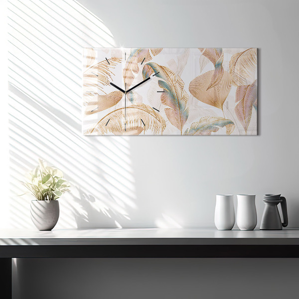 Horizontal wall clock Nature leaf pattern