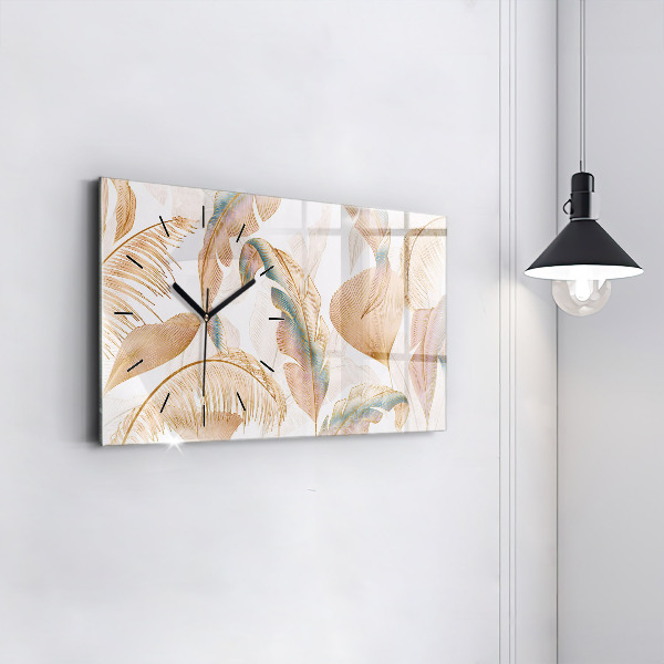 Horizontal wall clock Nature leaf pattern