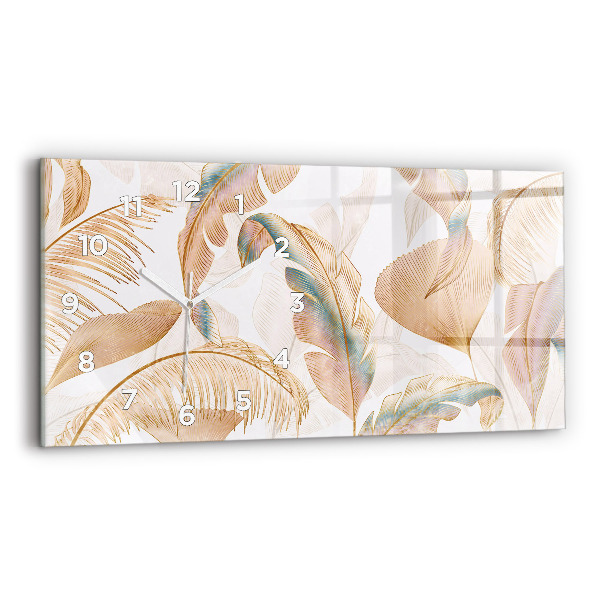 Horizontal wall clock Nature leaf pattern