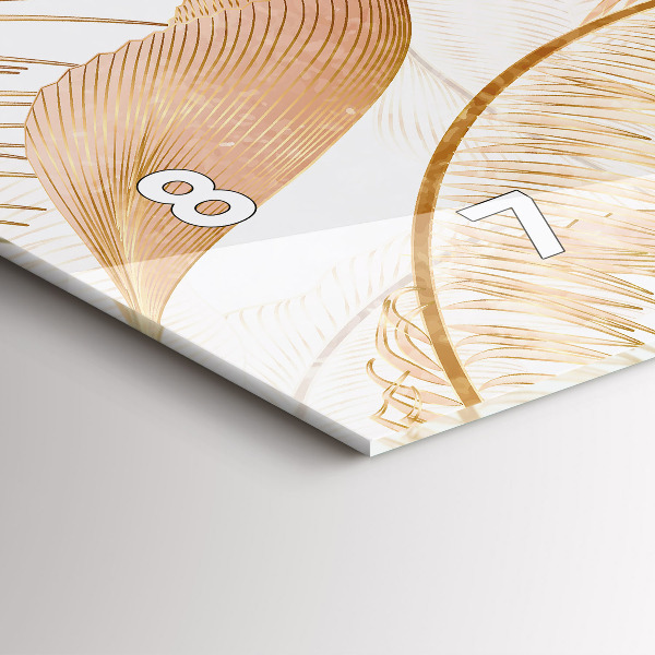 Horizontal wall clock Nature leaf pattern