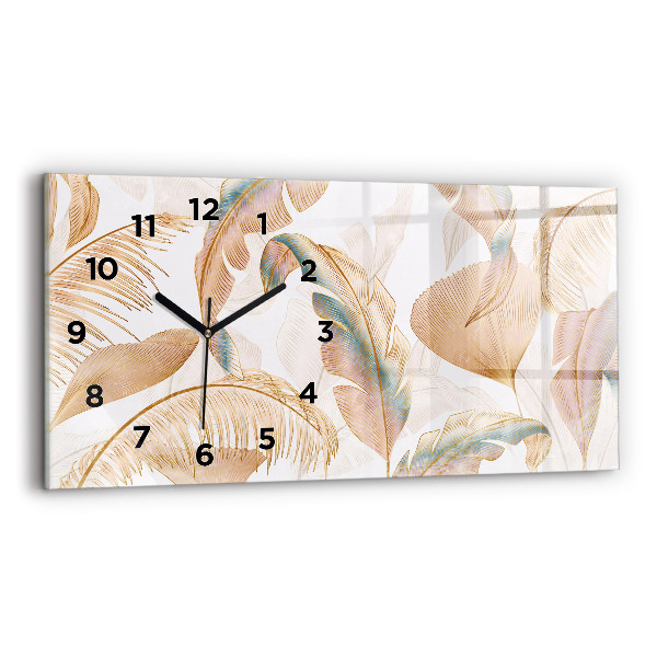 Horizontal wall clock Nature leaf pattern