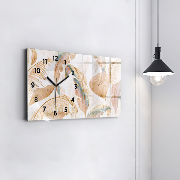 Horizontal wall clock Nature leaf pattern