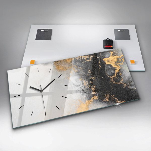 Horizontal wall clock Marble art
