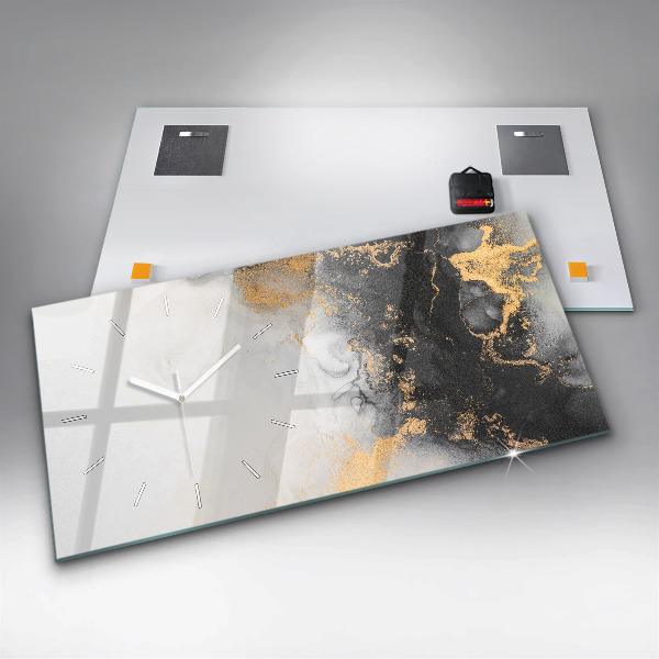 Horizontal wall clock Marble art