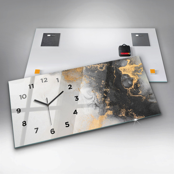 Horizontal wall clock Marble art
