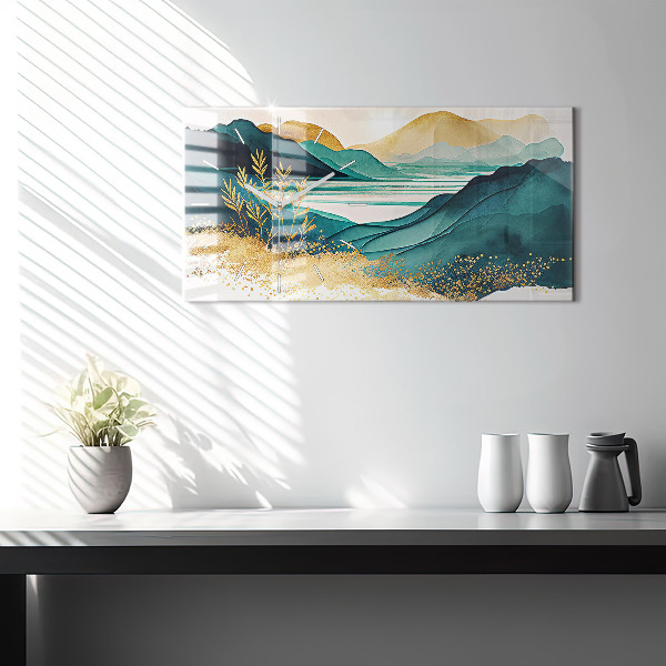 Horizontal wall clock Mountain landscape