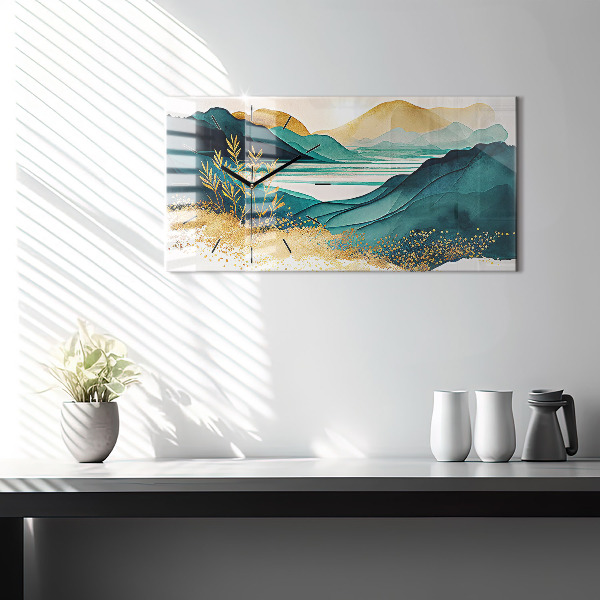 Horizontal wall clock Mountain landscape