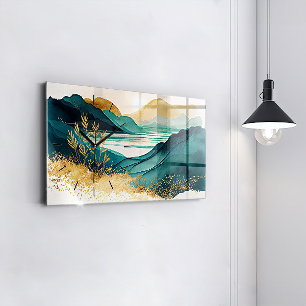 Horizontal wall clock Mountain landscape
