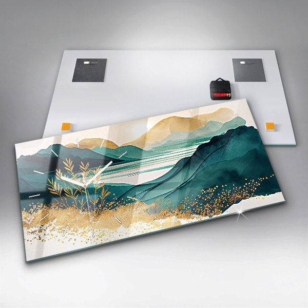 Horizontal wall clock Mountain landscape