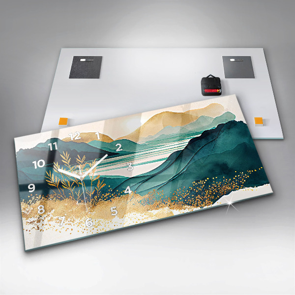 Horizontal wall clock Mountain landscape